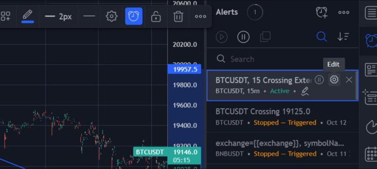 Mengatur dan memanfaatkan peringatan harga otomatis di TradingView.