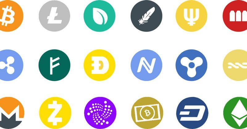 Ilustrasi berbagai jenis altcoin